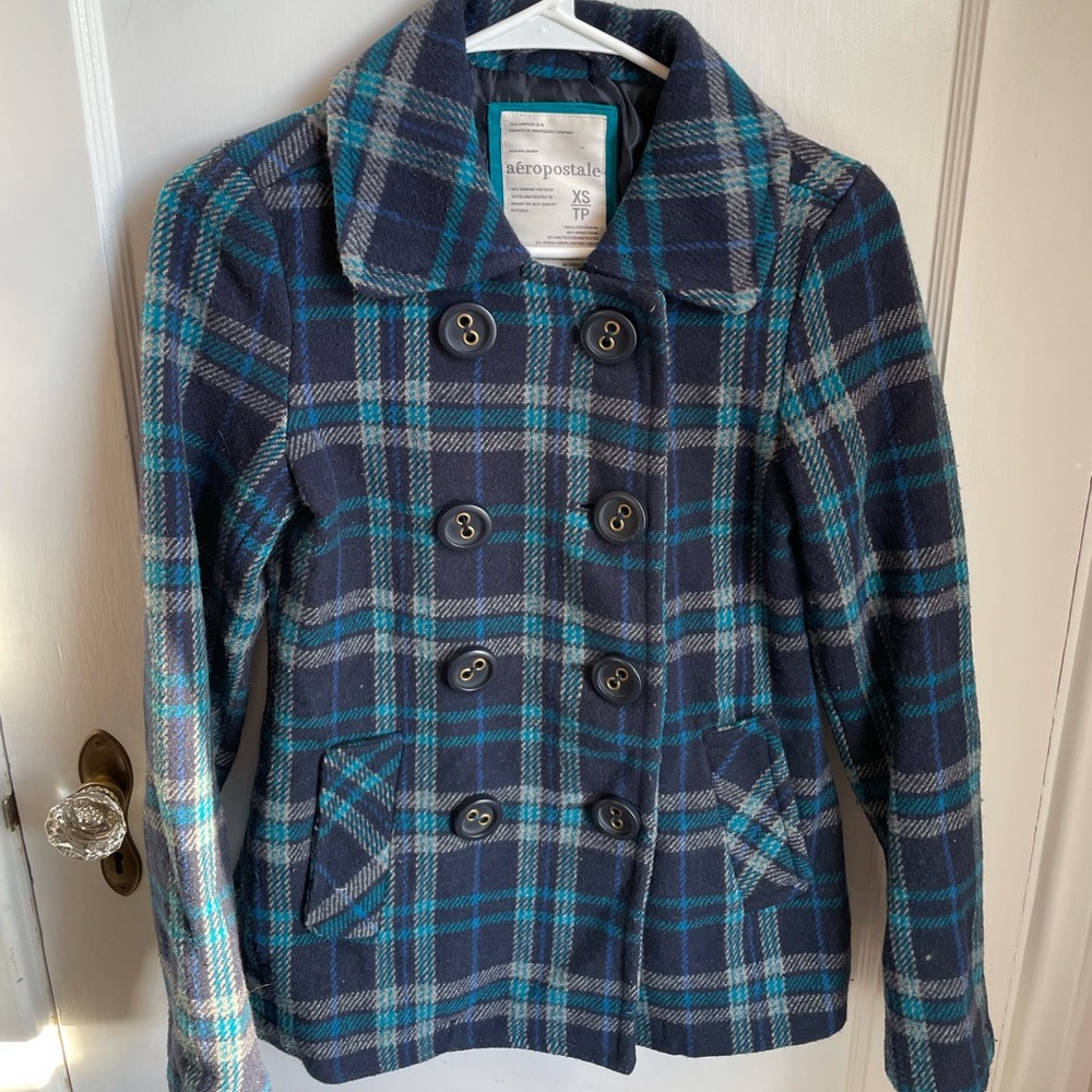 Aeropostale XS plaid coat